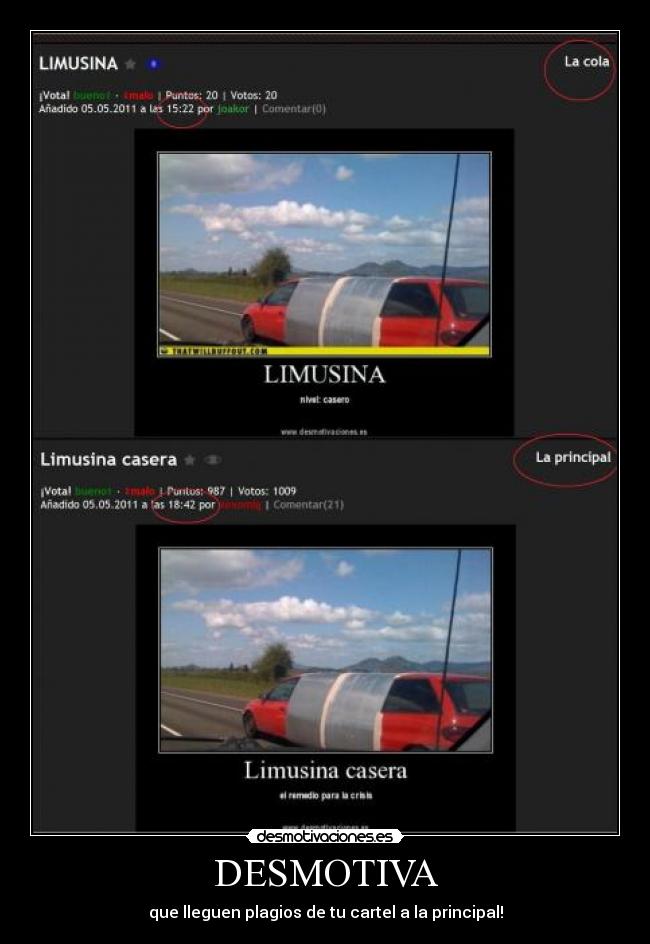 DESMOTIVA - que lleguen plagios de tu cartel a la principal!