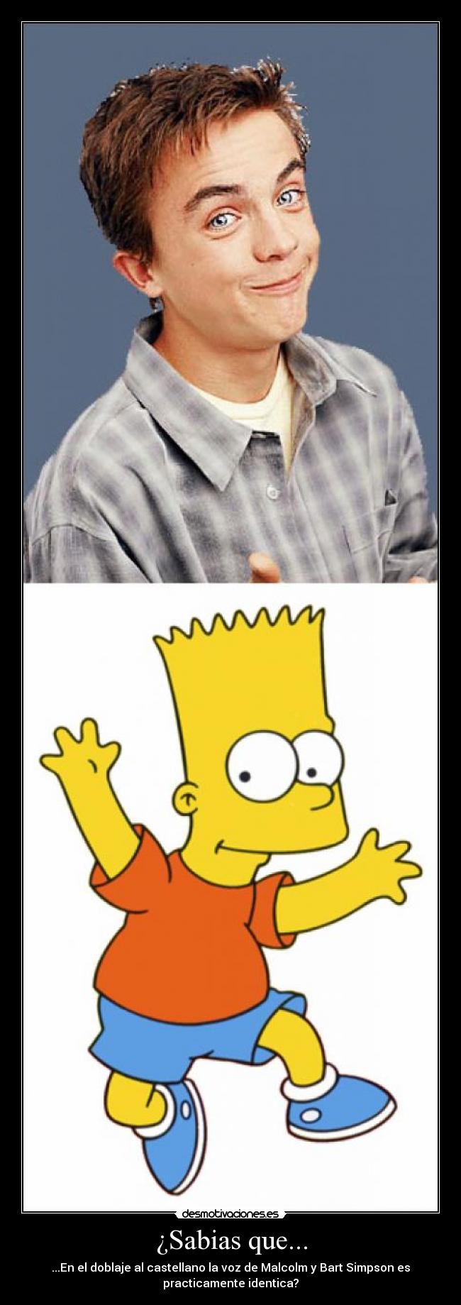 ¿Sabias que... - ...En el doblaje al castellano la voz de Malcolm y Bart Simpson es
practicamente identica?