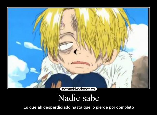 Nadie sabe - Lo que ah desperdiciado hasta que lo pierde por completo