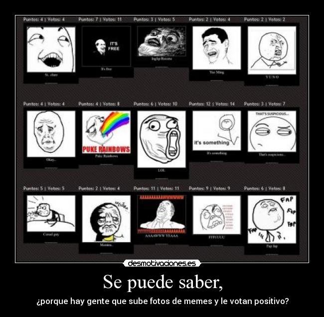 Se puede saber, - ¿porque hay gente que sube fotos de memes y le votan positivo?