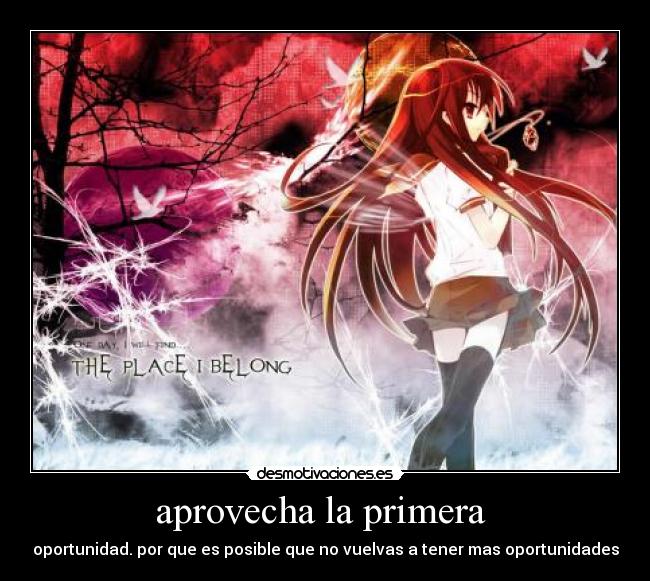 aprovecha la primera - oportunidad. por que es posible que no vuelvas a tener mas oportunidades