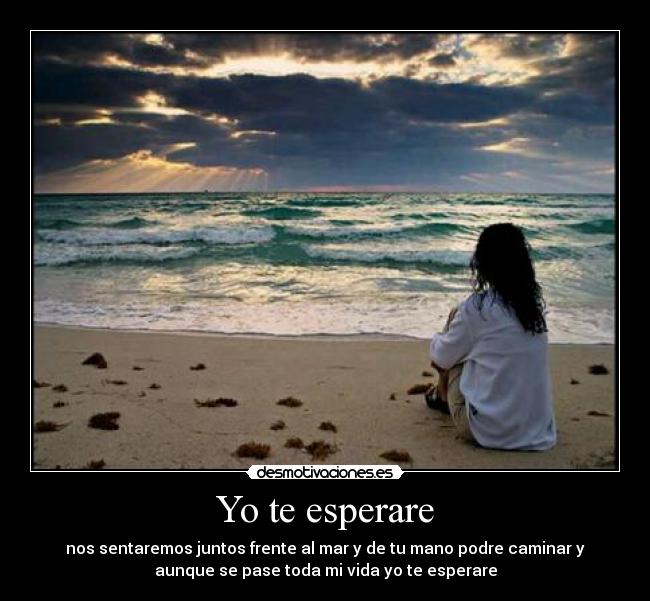 Yo te esperare - nos sentaremos juntos frente al mar y de tu mano podre caminar y
aunque se pase toda mi vida yo te esperare