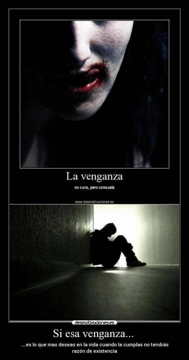 Si esa venganza...  - ....es lo que mas deseas en la vida cuando la cumplas no tendrás razón de existencia