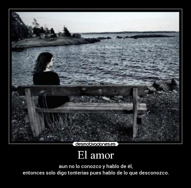El amor - aun no lo conozco y hablo de él,
entonces solo digo tonterias pues hablo de lo que desconozco.