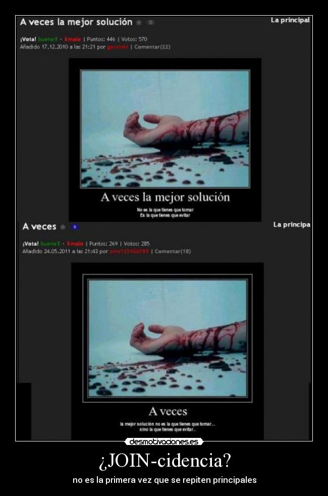 ¿JOIN-cidencia? - no es la primera vez que se repiten principales