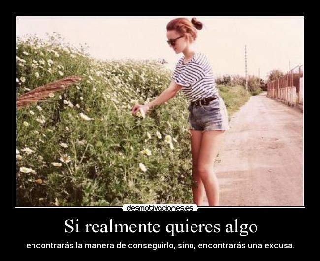 Si realmente quieres algo - encontrarás la manera de conseguirlo, sino, encontrarás una excusa.