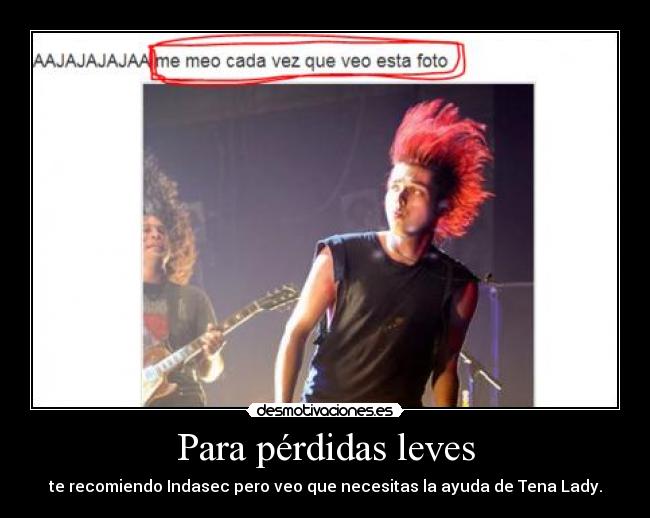 Para pérdidas leves - te recomiendo Indasec pero veo que necesitas la ayuda de Tena Lady.