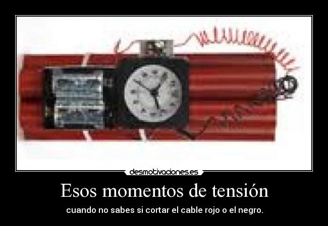 Esos momentos de tensión - cuando no sabes si cortar el cable rojo o el negro.