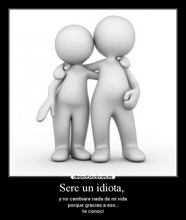 Sere un idiota,  - y no cambiare nada de mi vida
porque gracias a eso...
te conocí