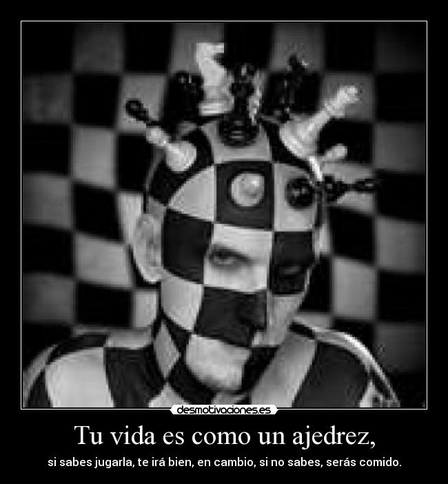 Tu vida es como un ajedrez, - si sabes jugarla, te irá bien, en cambio, si no sabes, serás comido.