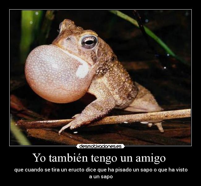 Yo también tengo un amigo  - que cuando se tira un eructo dice que ha pisado un sapo o que ha visto a un sapo
