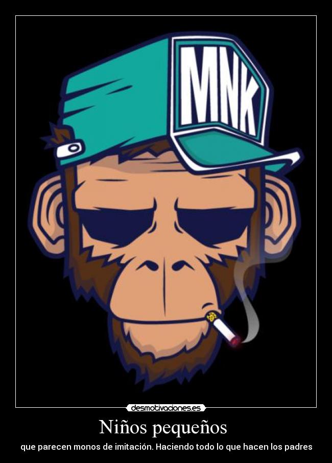 Niños pequeños - que parecen monos de imitación. Haciendo todo lo que hacen los padres