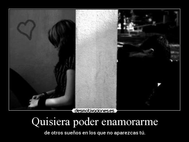 Quisiera poder enamorarme - de otros sueños en los que no aparezcas tú.