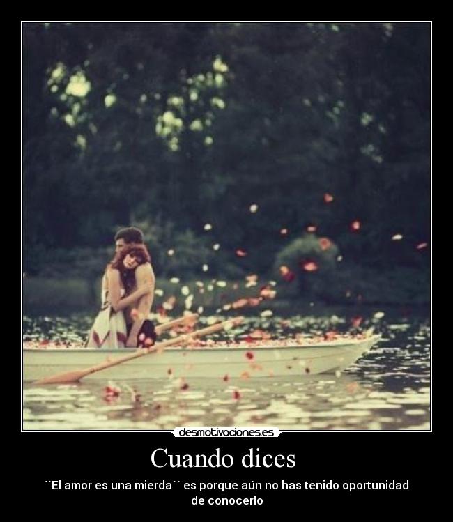 Cuando dices - ``El amor es una mierda´´ es porque aún no has tenido oportunidad de conocerlo