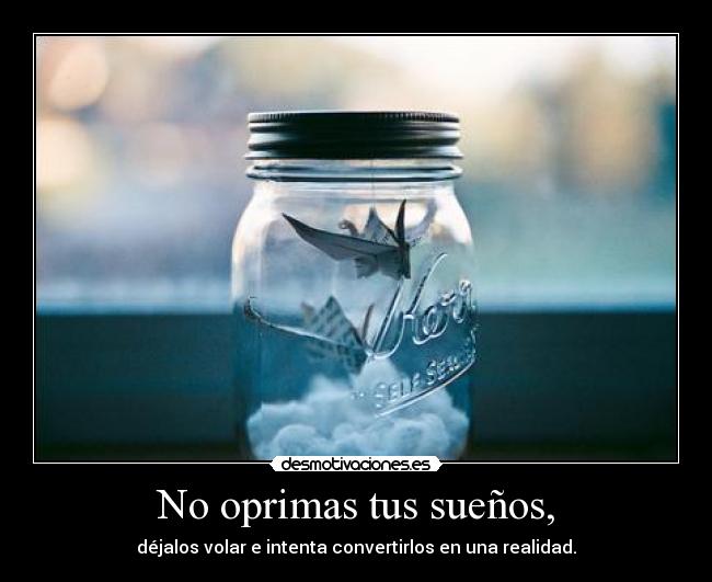 No oprimas tus sueños, - déjalos volar e intenta convertirlos en una realidad.