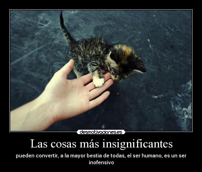 Las cosas más insignificantes - pueden convertir, a la mayor bestia de todas, el ser humano, es un ser inofensivo