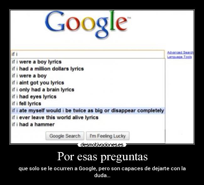 carteles google preguntas desmotivaciones