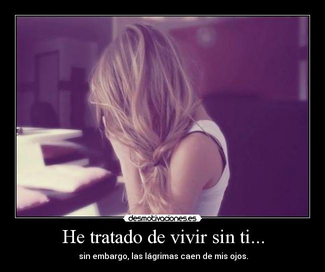 He tratado de vivir sin ti... - sin embargo, las lágrimas caen de mis ojos.