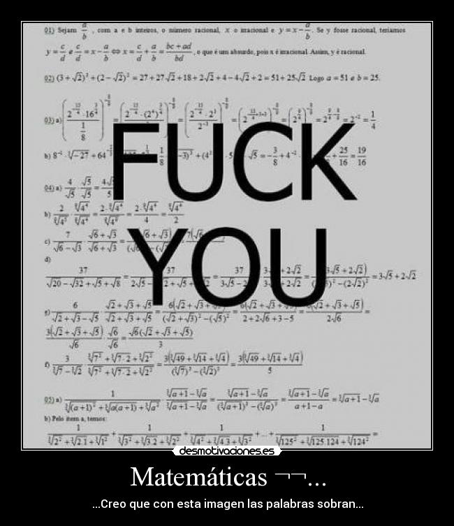 carteles matematicas fuck you yeah desmotivaciones