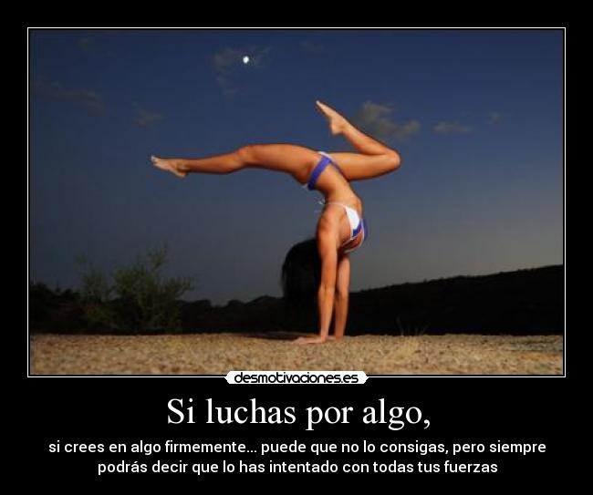 Si luchas por algo, - si crees en algo firmemente... puede que no lo consigas, pero siempre
podrás decir que lo has intentado con todas tus fuerzas