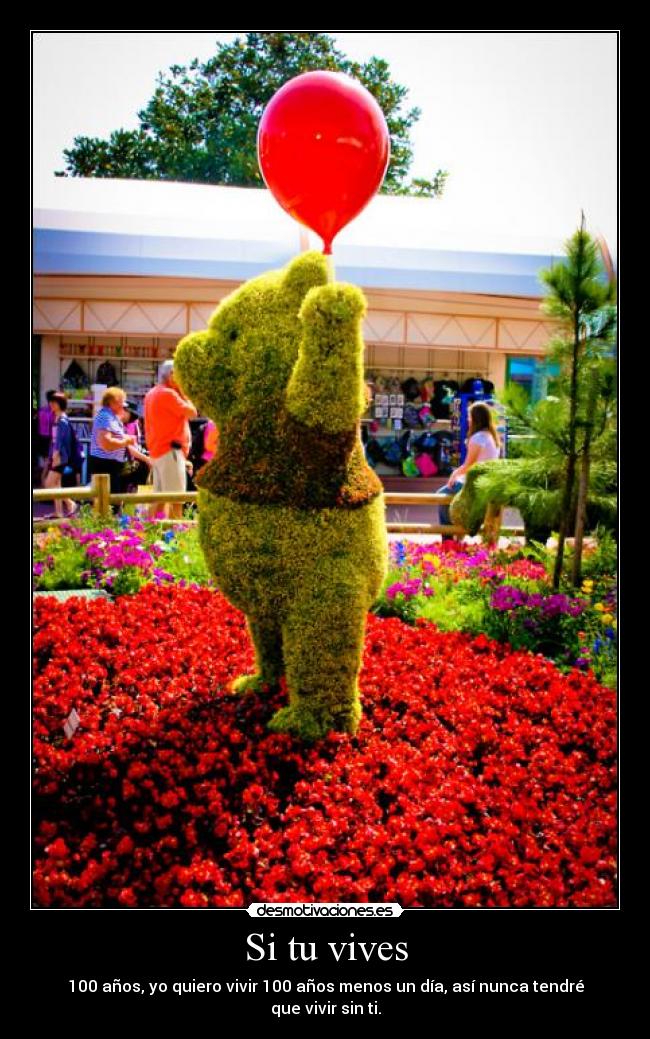 Si tu vives - 100 años, yo quiero vivir 100 años menos un día, así nunca tendré que vivir sin ti.
