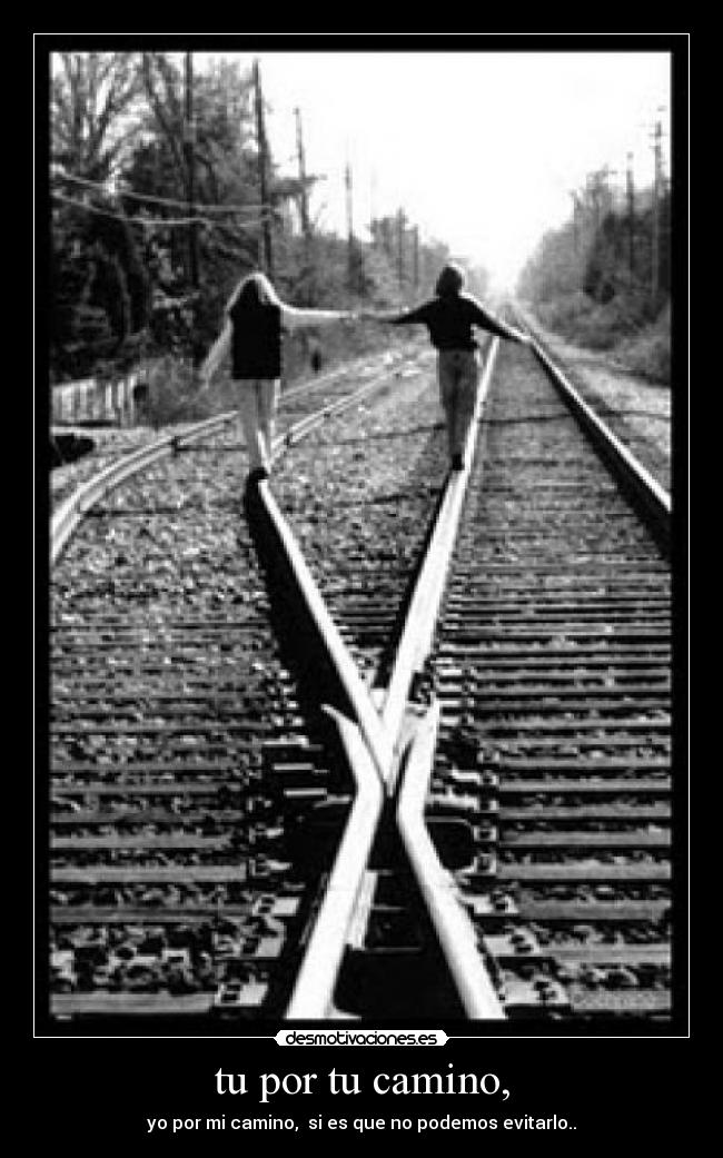 tu por tu camino, - yo por mi camino, si es que no podemos evitarlo..