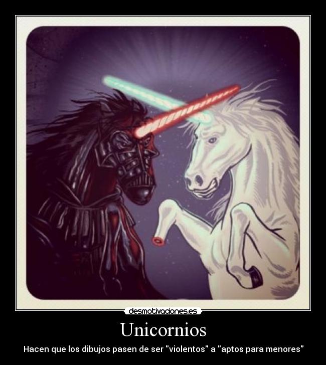 Unicornios - Hacen que los dibujos pasen de ser violentos a aptos para menores