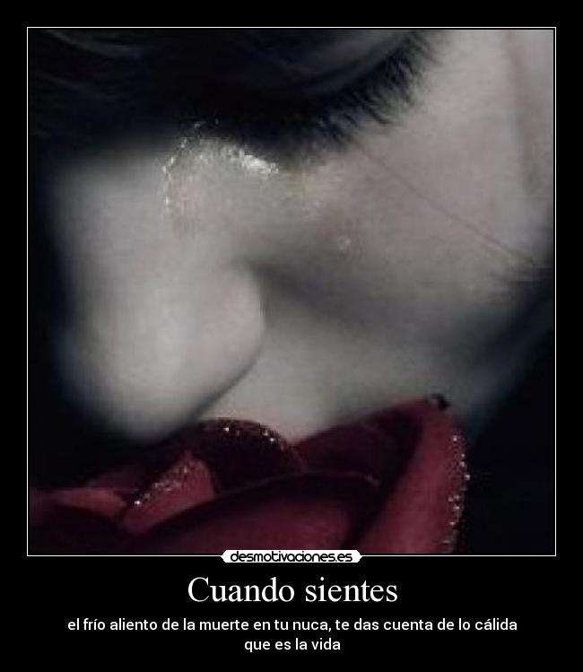 Cuando sientes - el frío aliento de la muerte en tu nuca, te das cuenta de lo cálida que es la vida