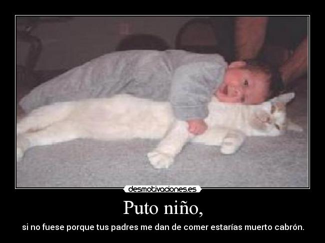 Puto niño, - si no fuese porque tus padres me dan de comer estarías muerto cabrón.