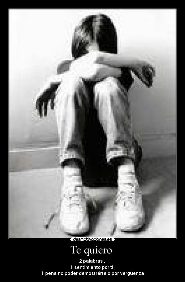 Te quiero  - 2 palabras , 
1 sentimiento por ti ,
1 pena no poder demostrártelo por vergüenza