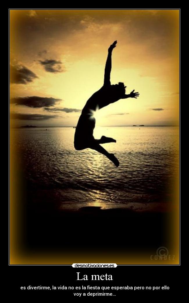 La meta - es divertirme, la vida no es la fiesta que esperaba pero no por ello voy a deprimirme...