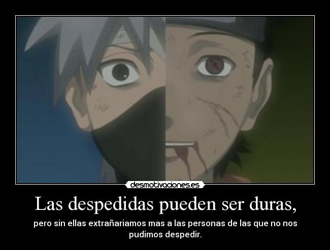 Las despedidas pueden ser duras, - pero sin ellas extrañariamos mas a las personas de las que no nos
pudimos despedir.