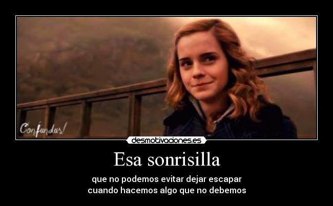 carteles sonrisilla mal hermione harry potter desmotivaciones