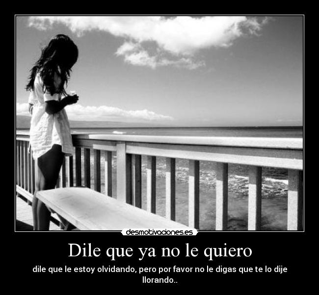 Dile que ya no le quiero - dile que le estoy olvidando, pero por favor no le digas que te lo dije llorando..
