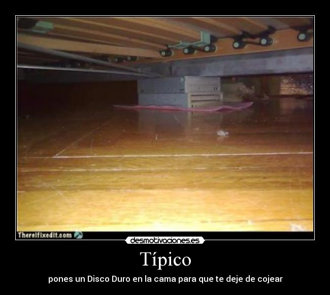 Típico - pones un Disco Duro en la cama para que te deje de cojear