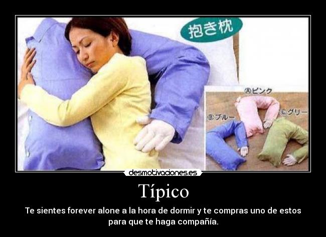 Típico - Te sientes forever alone a la hora de dormir y te compras uno de estos
para que te haga compañía.