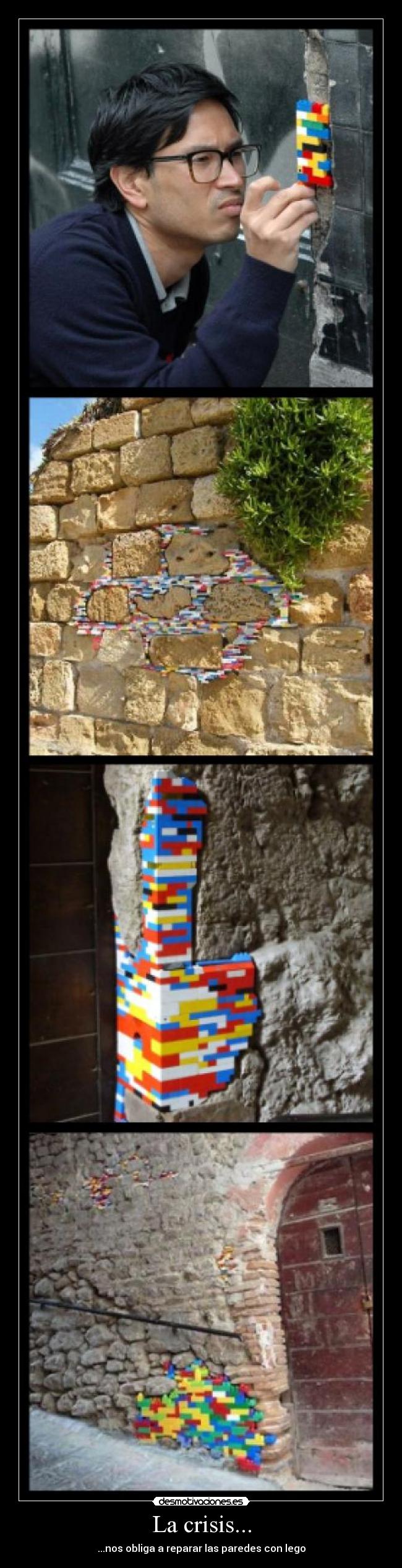 carteles lego pared crisis desmotivaciones