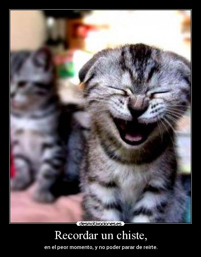 Recordar un chiste, - en el peor momento, y no poder parar de reírte.