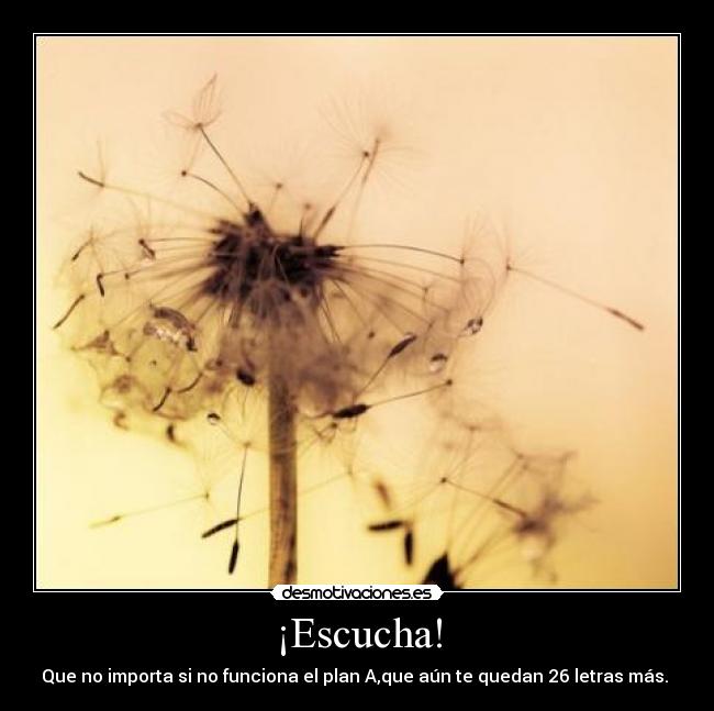 ¡Escucha! - Que no importa si no funciona el plan A,que aún te quedan 26 letras más.