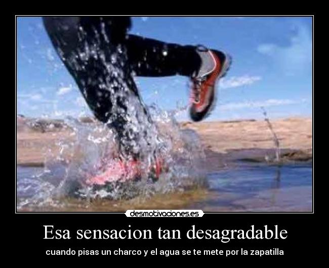 Esa sensacion tan desagradable - cuando pisas un charco y el agua se te mete por la zapatilla