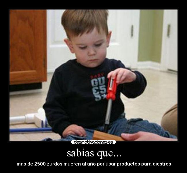 sabias que... - mas de 2500 zurdos mueren al año por usar productos para diestros