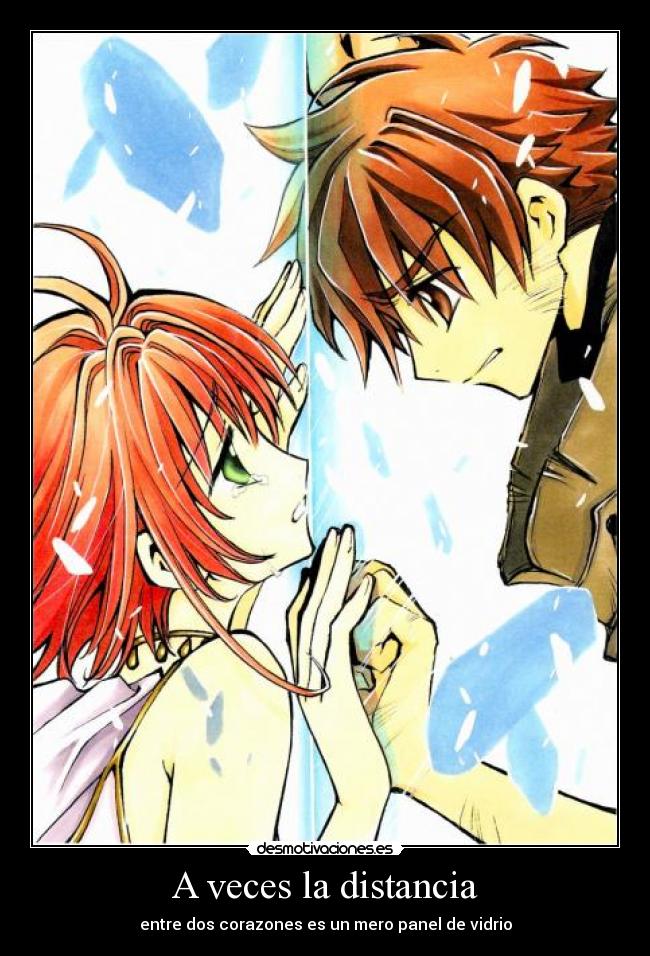 A veces la distancia - entre dos corazones es un mero panel de vidrio