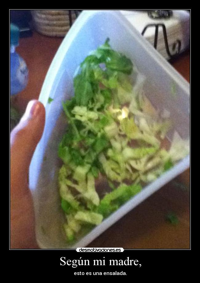 Según mi madre, - esto es una ensalada.
