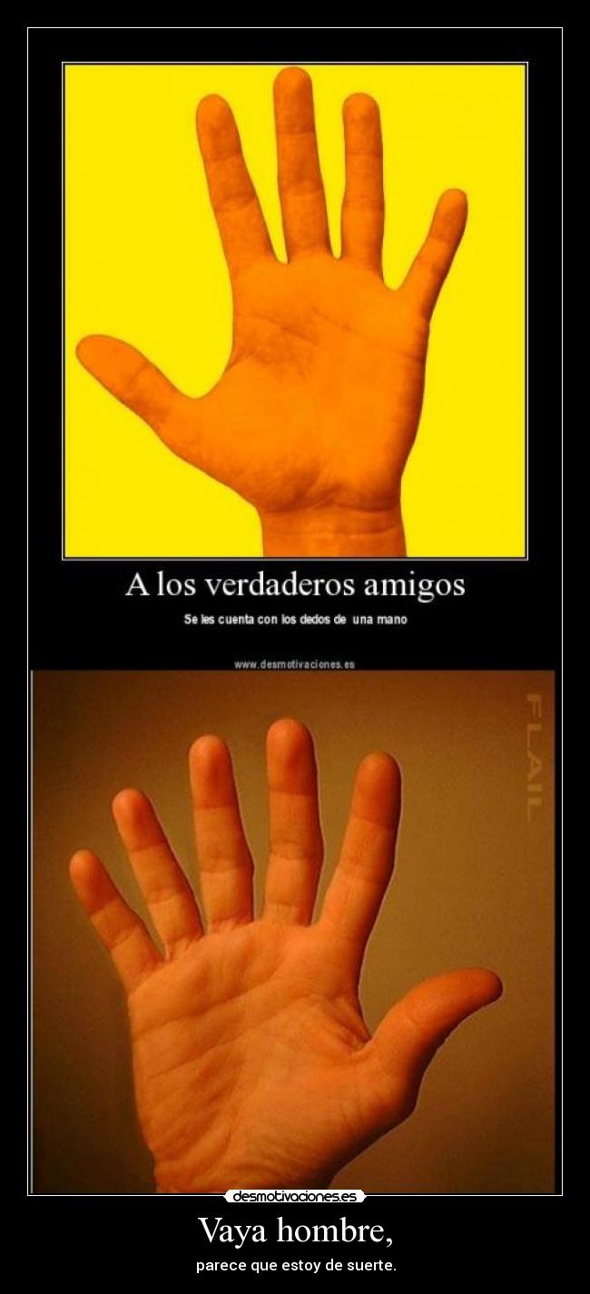 carteles mano seis dedos suerte desmotivaciones