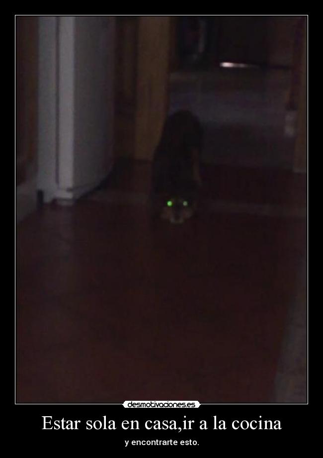 Estar sola en casa,ir a la cocina -
