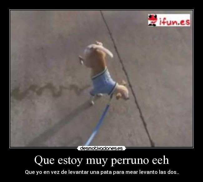 Que estoy muy perruno eeh - Que yo en vez de levantar una pata para mear levanto las dos..