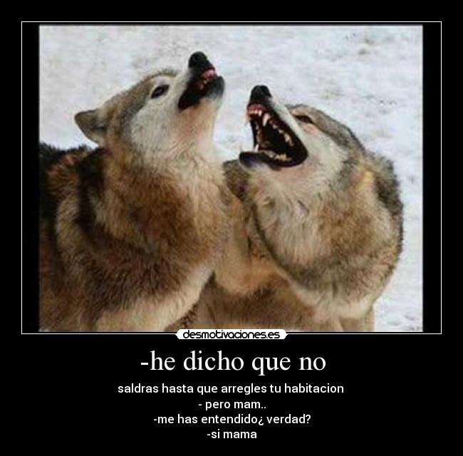 -he dicho que no - saldras hasta que arregles tu habitacion 
- pero mam..
-me has entendido¿ verdad?
-si mama