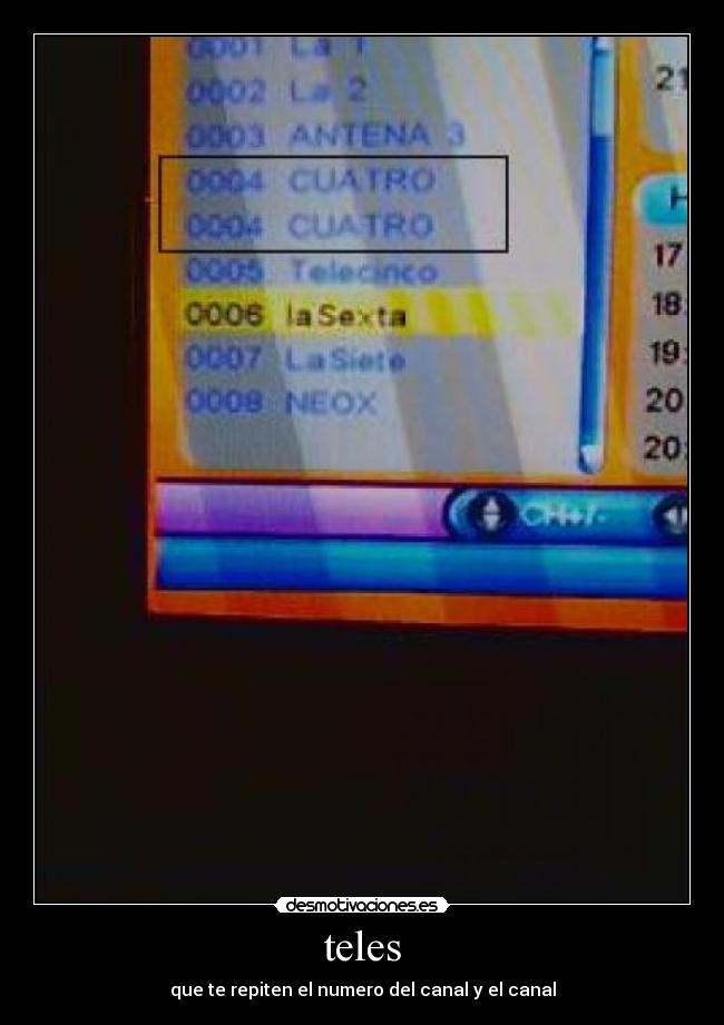 teles - que te repiten el numero del canal y el canal