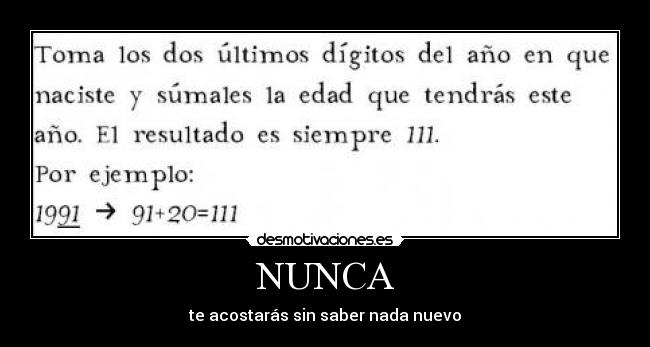 NUNCA - te acostarás sin saber nada nuevo
