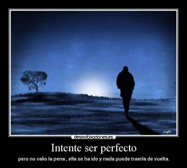 Intente ser perfecto - pero no valio la pena , ella se ha ido y nada puede traerla de vuelta.